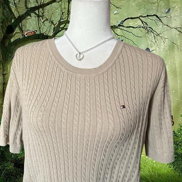 NWT Tommy Hilfiger Beige Cableknit Top Size L- originally $59.50 - Picture 3 of 8